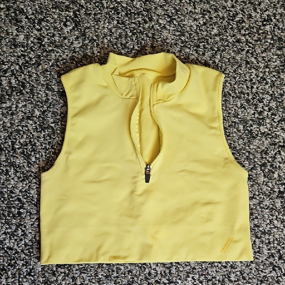 Yellow Sleeveless Tala Zip-Front Crop Top
